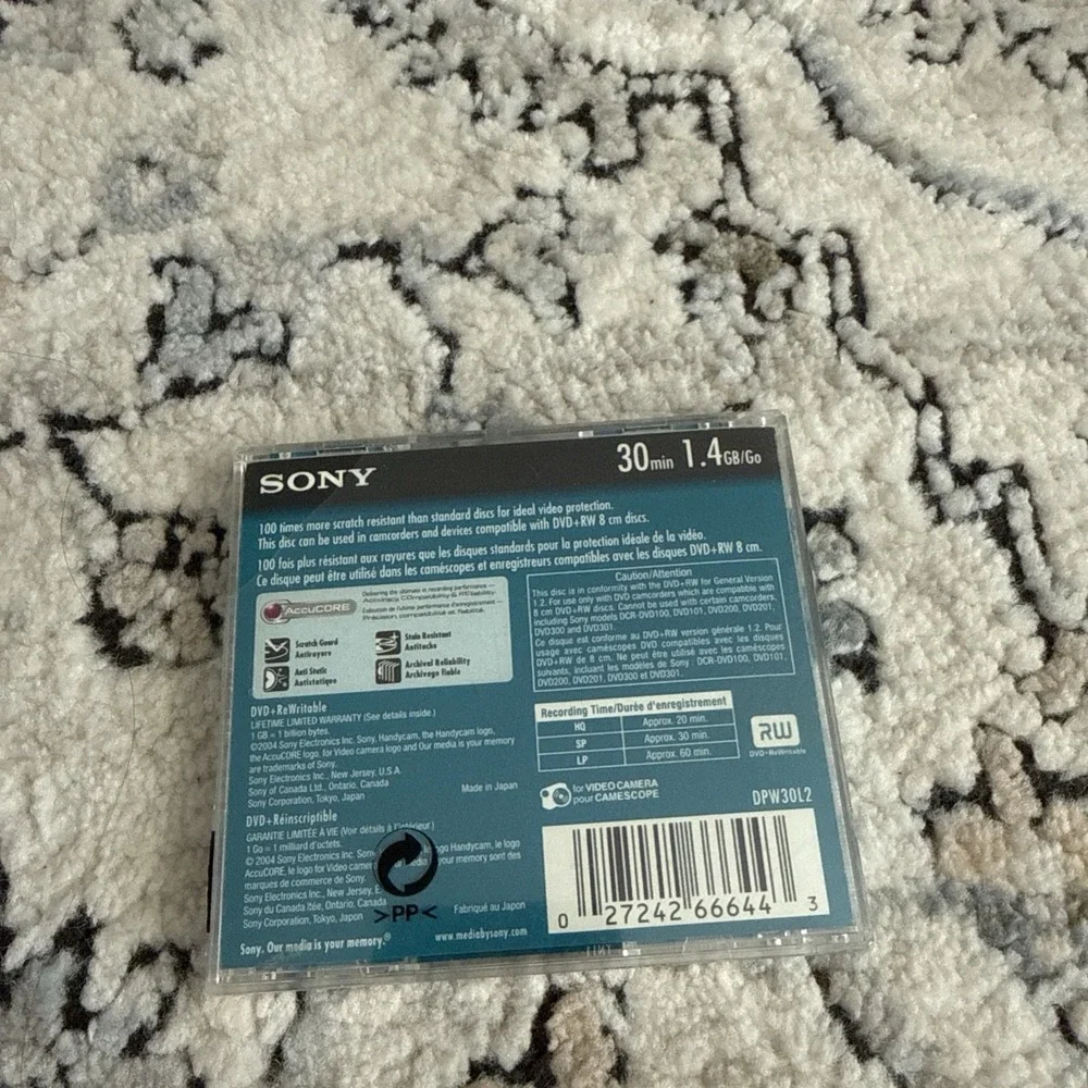Sony Handycam DVD+RW 30 Min 1.4GB 8cm Single Sided Video Disc New Sealed